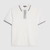 White Slim Fit Textured Zip Tipped Polo Shirt