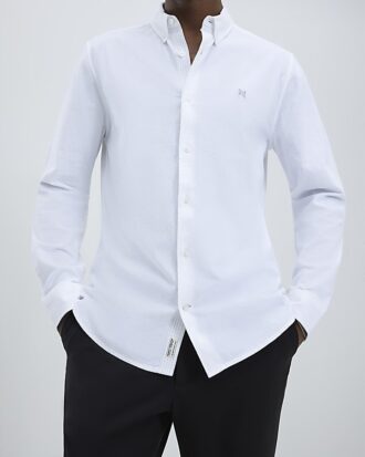 White Slim Fit Washed Shirt
