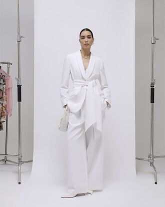 White Ultra High Waist Wide Leg Trousers