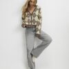 Yellow Knitted Argyle Long Sleeve Cardigan
