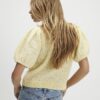 Yellow Knitted Short Puff Sleeve Cardigan